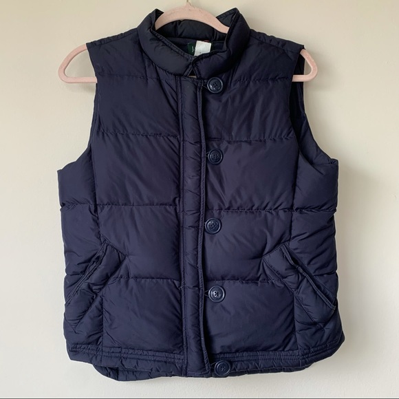 J.Crew Navy Blue Puffer Vest Large Buttons Size Medium